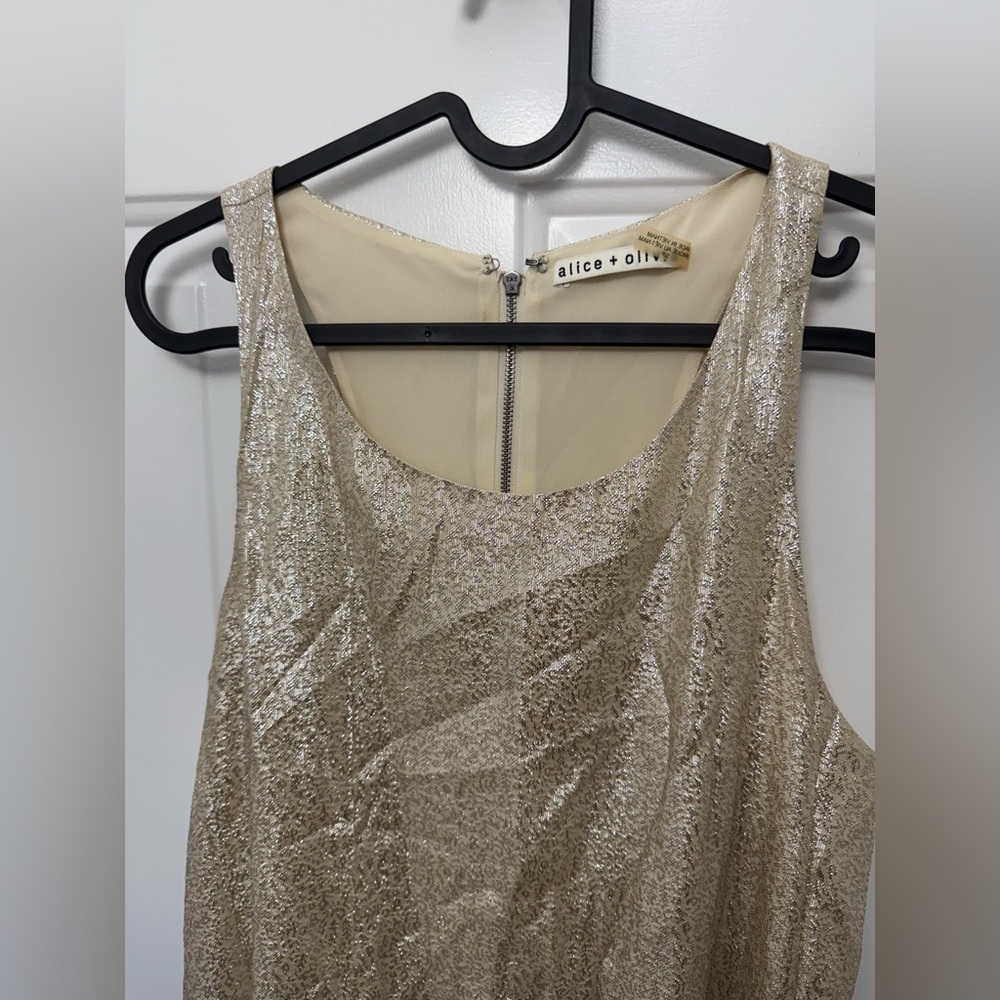 Women’s Alice + Olivia Gold Silk Blend Sleeveless Mini Dress S Party Holiday - Picture 3 of 9